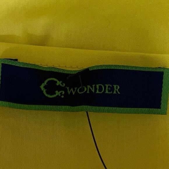 C. Wonder Women's Yellow Half Puff Sleeve Square Neck Tiered A Line Mini Dress M - Picture 4 of 5